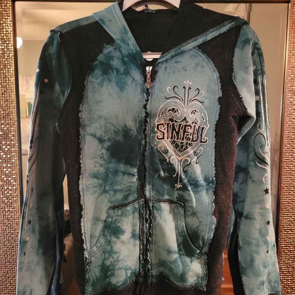 Sinful Angel Wings Teal Hoodie